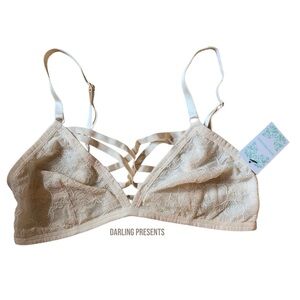 ANEMONE LACE STRAPY CAGE FRONT BRA WOMEN COLOR IVORY SIZE M